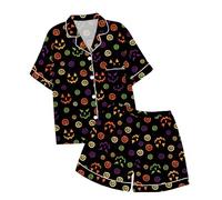 Pigiama di Halloween per Bambini Pajamas Due Pezzi con Stampe Che Si Illumina al Buio Unisex Corti Pjs Set Colorato Abbigliamento La Casa Giocare E da Indossare Sleepwears