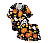 Pigiama di Halloween per Bambini Pajamas Due Pezzi con Stampe Che Si Illumina al Buio Unisex Corti Pjs Set Colorato Abbigliamento La Casa Giocare E da Indossare Sleepwears