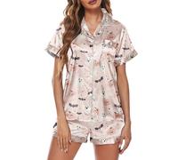 Pigiama di Halloween per le donne carino fantasma zucca fantasma stampa festiva Pj set morbido comodo due pezzi set pigiama a maniche corte button down top e pantaloncini vestito da donna loungewear