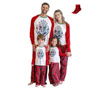 Pigiama di Natale per famiglie Harry Potter, set coordinati con pigiama di Hogwarts per Natale, per coppie e bambini, Colore: rosso, L