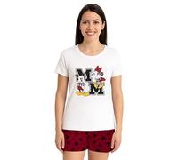 Pigiama Disney Minnie Mouse da donna - Set completo con maglietta a maniche corte e pantaloncini - Bianco/rosso, bianco/rosso, XL