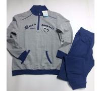 Pigiama donna 100% Cotone in Felpa Baci&Abbracci Misure:S-M-L-XL.Col.Grigio A504