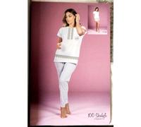 pigiama donna 3 pz 100 SBADIGLI cotone jersey Tg 5/L bianco art.DLC814