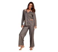 Pigiama Donna Autunno Inverno Lungo, Aperto con Bottoni o con Collo Alto Mezza Zip, Cotone Punto Milano, Pigiami 2 Pezzi Morbido, Fantasia a Scelta Elegante e Moderno, Taglie S M L XL XXL 3XL