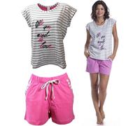 Pigiama Donna Baci di Notte Mezza manica pantalone corto puro cotone Grigio80221