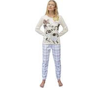 Pigiama Donna Caldo Cotone Personaggi Disney Cartoni - Autunno Inverno - Lilo.&.Stitch. - SNO.opy - Min.NIE (IT, Testo, L, Regular, Regular, Mickey_Minnie Panna)
