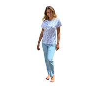 Pigiama donna classico aperto con tasca cotone Mezza manica pantalone lungo
