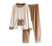 Pigiama Donna Completo Invernale in Morbido Pile Polare per Il Tempo Libero Con Top a Maniche Lunghe e Pantaloni - Soffici Pigiami da Notte Caldi Pjs