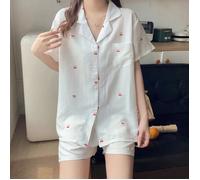 Pigiama Donna Completo Set Pantaloni Maglia Camicia Bianco Colorato 68083