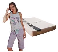 Pigiama donna corto estivo 100% Cotone con Pantalone a Pinocchietto OGHAM 8504