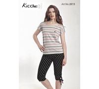 Pigiama donna corto. KICCHE YOUNG, art. 2613 Mezza manica, pinocchietto Cotone.