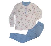 Pigiama donna cotone 100% estivo fresco manica lunga pantalone lungo con polsino