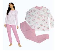 Pigiama donna cotone 100% estivo VANUE' manica lunga pantalone lungo con polsino