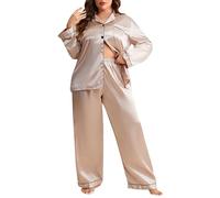 Pigiama Donna Cotone Lungo Invernale Elegante con Bottoni con Pantaloni Elastico in Vita Set da Pigiama con Bottoni E Pantaloni Comodo Pigiama Taglie Forti Donna