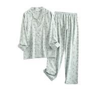 Pigiama Donna Cotone Lungo, Pigiama Donna Maniche Lunghe Completo Lunghe con Bottoni O Polsini Modelli Vari Colori a Fiori Morbido E Confortevole Pigiama Donna Cotone Leggero per Tutto I’Anno