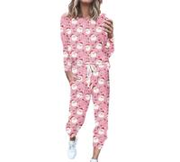 Pigiama Donna Due Pezzi con Cordino Maniche Lunghe Pigiama Morbido Confortevole per Dormire e Relax Notti Accoglienti Set Notte Elegante e Comodo MD009