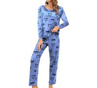 Pigiama Donna Due Pezzi,Pantaloni A Maniche Lunghe da Donna Pigiama Stampato Due Set di Abbigliamento da Donna per La Casa