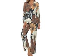 Pigiama Donna Elegante Margherita Dei Cartoni Animati Due Pezzi Manica Lunga Pantaloni Lunghi Casual Top Elastico In Vita Pantaloni A Gamba Larga Con Tasca Completi Tuta Abbigliamento Per La Casa