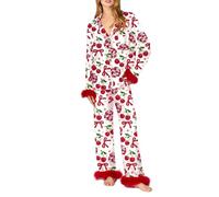 Pigiama Donna Estivo Cotone,Abito da Donna con Fiocco, Casual, Largo E Stampato, Comodo per La Casa