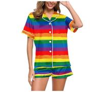 Pigiama Donna Estivo Cotone,Set di Pantaloncini da Donna in Due Pezzi con Stampa A Maniche Corte E Stampa alla Moda