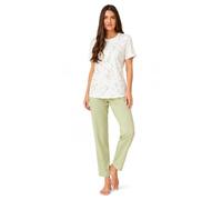 Pigiama Donna Estivo in Cotone con Stampa Floreale e Pantalone Lungo Verde