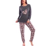 Pigiama Donna Felpato Lungo Scozzese Cuori Caldo Invernale Toocool Q2244