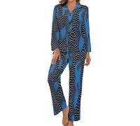 Pigiama Donna Geometria Della Scala Del Serpente Punk Due Pezzi Manica Lunga Pantaloni Lunghi Casual Top Elastico In Vita Pantaloni A Gamba Larga Con Tasca Completi Tuta Abbigliamento Per La Casa