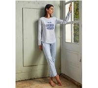 PIGIAMA DONNA GIOVANILE MANICA LUNGA INTERLOCH DI COTONE SENZA POLSINI JADEA