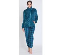 PIGIAMA DONNA IN PILE CORAL INVERNALE TUTONE PIGIAMONE ZIP MORBIDO PESANTE