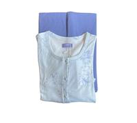 Linclalor Pigiama Donna Interlock Cotone Invernale Serafino e Aperto avanti (IT, Numero, 46, Regular, Regular, Cielo Marlin)