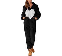 Pigiama Donna Intero Caldo Morbido Onesie Pajamas Con Zip E Cappuccio Lunga Tinta Unita Tuta Intera Pigiama Flanella Peloso Curvy Manica Lunga Pigiama One Piece Teddy Indumenti Da Notte Homewear