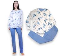 Pigiama donna invernale aperto in caldo cotone giacca con bottoni manica lunga