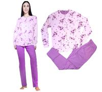 Pigiama donna invernale aperto in caldo cotone giacca con bottoni manica lunga