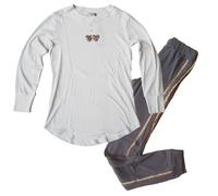 Pigiama donna invernale caldo cotone 100% lungo aperto serafino girocollo Manam