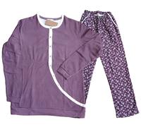 Pigiama donna invernale caldo cotone 100% lungo aperto serafino girocollo Manam