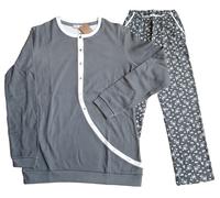 Pigiama donna invernale caldo cotone 100% lungo aperto serafino girocollo Manam