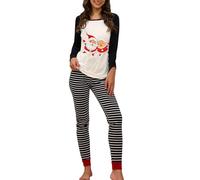 Pigiama Donna Invernale Caldo Cotone Set Autunno e Inverno Europa e Stati Uniti Natale Old Man Home Due Set di Pigiami Pigiama Donna Abiti da Casa Donna Estivi Cotone (Black, XXXL)