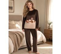 Pigiama donna invernale Disney Cip & Ciop 64666 in caldo velluto elasticizzato