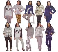 Pigiama donna invernale lungo coral pile caldo aperto mezza zip bottoni S M L XL