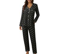 Pigiama Donna Leggero Cotone Pigiama Aperto Davanti Manica Lunga Caldo Pigiami Due Pezzi Con Bottoni Invernale Set Pigiama Lungo Curvy Elegante Camicia Da Notte Comodo Comodo Casual Per La Casa