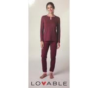 PIGIAMA Donna "LOVABLE" GIACCA Scollo Serafino in PURO COTONE CALDO- INTERLOCK