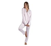 Pigiama Donna lungo aperto avanti Admas in maglia di viscosa pois 55815 rosa