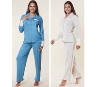 Pigiama donna lungo Aperto con colletto Nazareno Gabrielli 100% cotone leggero