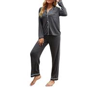 Pigiama Donna Lungo Cotone Pigiama Con Bottoni Caldo Manica Lunga Pigiami 2 Pezzi Aperto Davanti Invernale Set Pigiama Leggero Comodo Morbido Camicia Da Notte Taglie Forti Comodo Casual Per La Casa