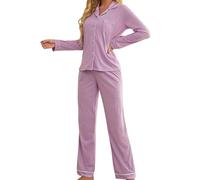 Pigiama Donna Lungo Cotone Pigiama Con Bottoni Caldo Manica Lunga Pigiami 2 Pezzi Aperto Davanti Invernale Set Pigiama Leggero Comodo Morbido Camicia Da Notte Taglie Forti Comodo Casual Per La Casa