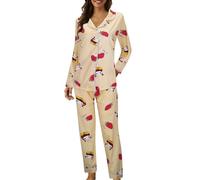 Pigiama Donna Lungo Cotone, Pigiama Donna Bottoni Davanti Caldo Lungo 2 Pezzi con Bottoni Leggero Set Manica Lunga Elegante Curvy Casual Confortevole Pigiama Donna Sexy per La Casa