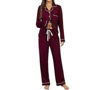 Pigiama Donna Lungo Cotone, Pigiama Donna Maniche Lunghe Completo Lunghe con Bottoni O Polsini Modelli Vari Colori a Fiori Morbido E Confortevole Pigiama Donna Aperto Davanti per La Casa