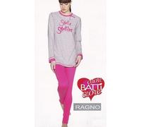 Pigiama Donna Lungo invernale, Bordato RAGNO Caldo cotone N10271 Gerbera.