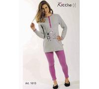 Pigiama Donna Lungo, Maglia Lunga, Leggings in Caldo Cotone. KICCHE YOUNG - 1615