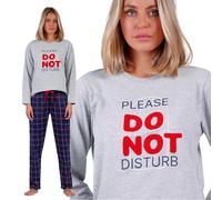 Pigiama donna maniche lunghe stay at home do not disturb misto cotone nuovo